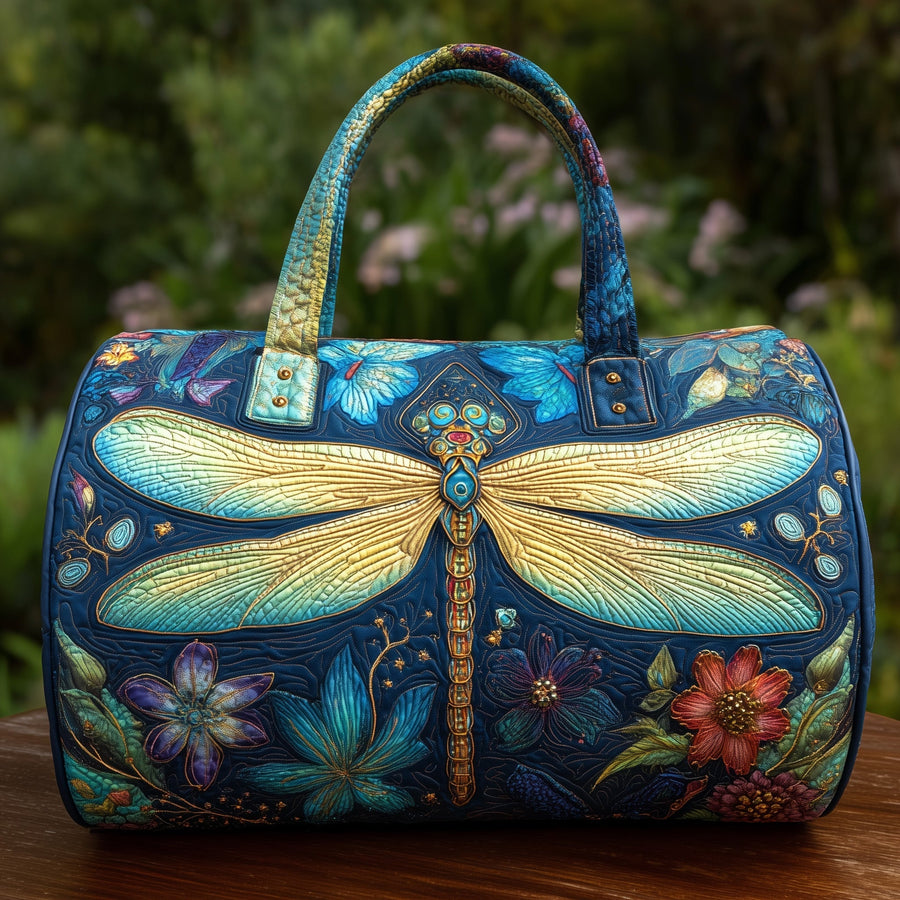 Elegant Dragonfly | Quilted Duffle Bag