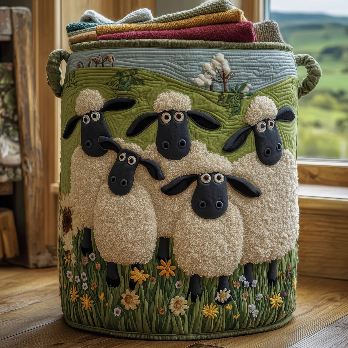 Paradis des moutons | Panier à linge matelassé