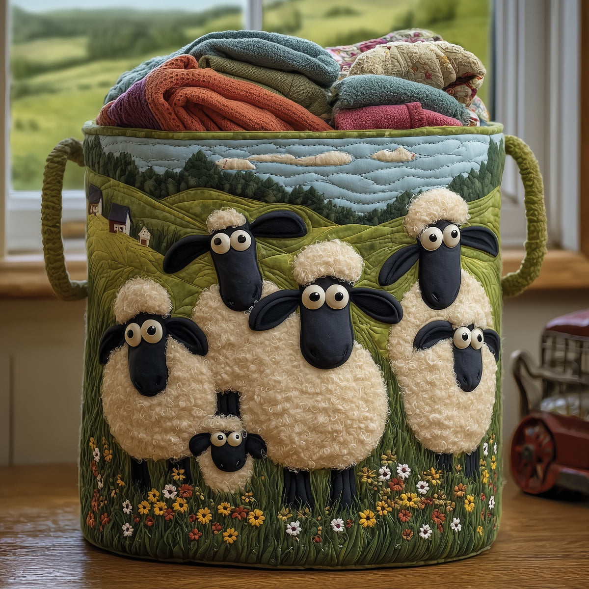 Paradis des moutons | Panier à linge matelassé