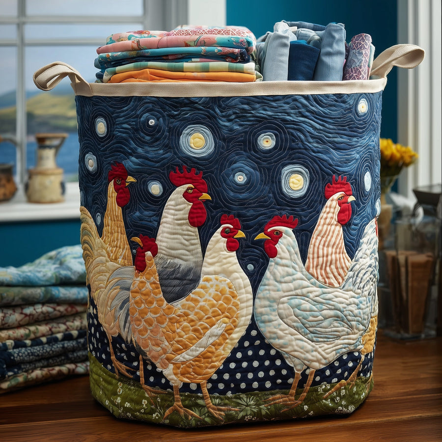 Chicken Dream | Quilted Laundry Basket