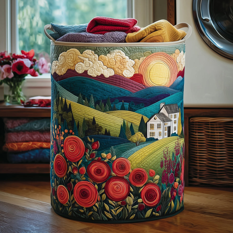 Blooming Hill | Quilted Laundry Basket