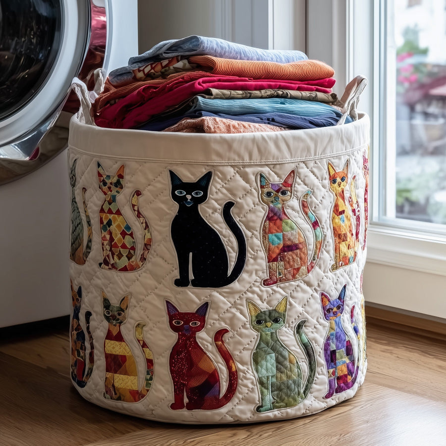 Playful Cat | Quilted Laundry Basket