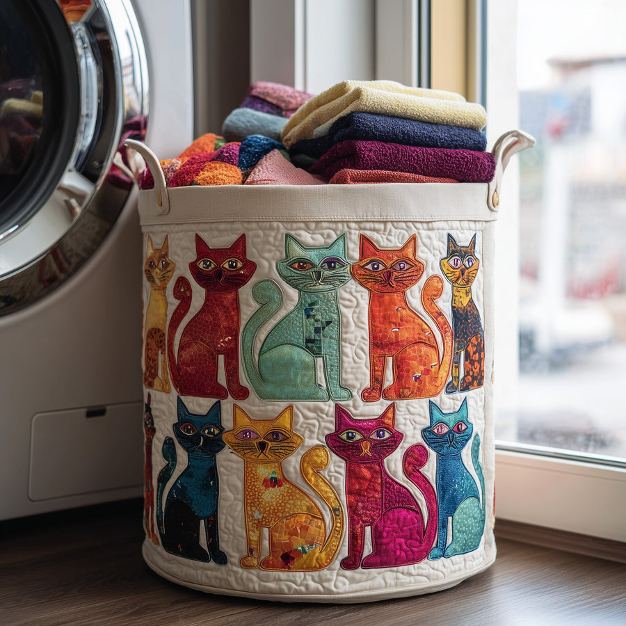 Playful Cat | Quilted Laundry Basket