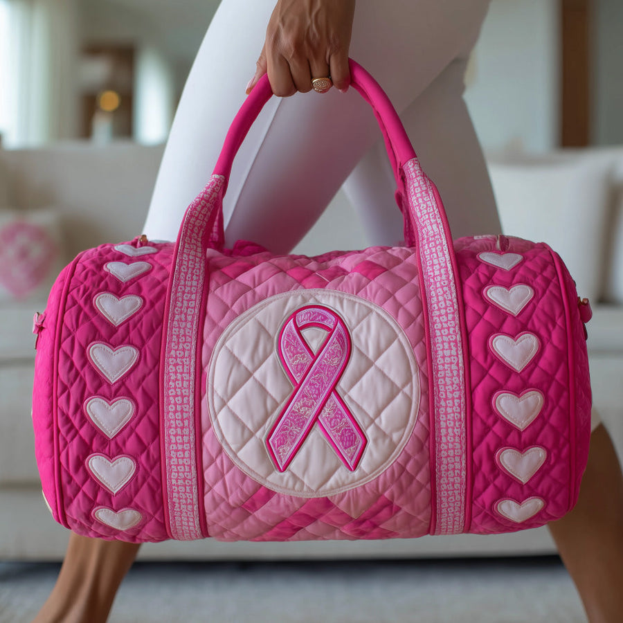 Breast Cancer Ribbon | Quilted Duffle Bag