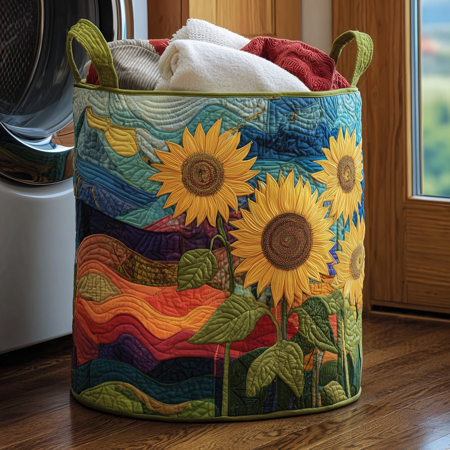 Sunflower Field | Quilted Laundry Basket