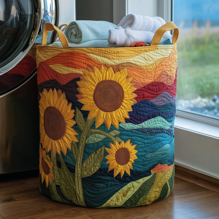 Sunflower Field | Quilted Laundry Basket