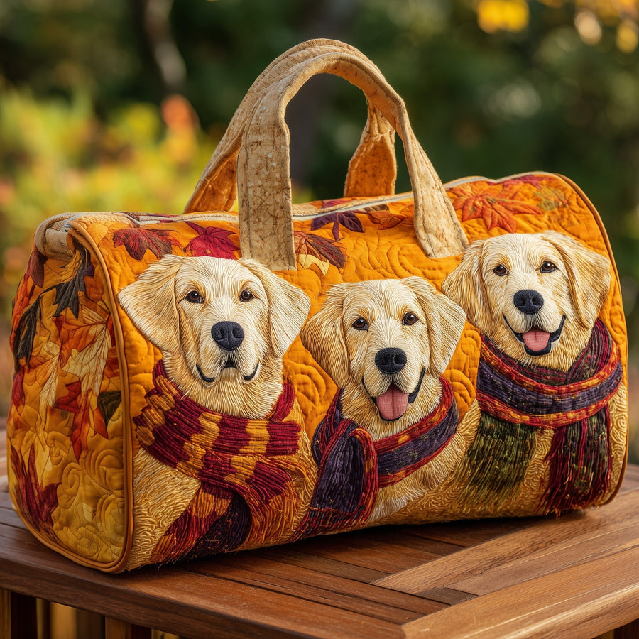 Autumn Golden Pups | Quilted Duffle Bag