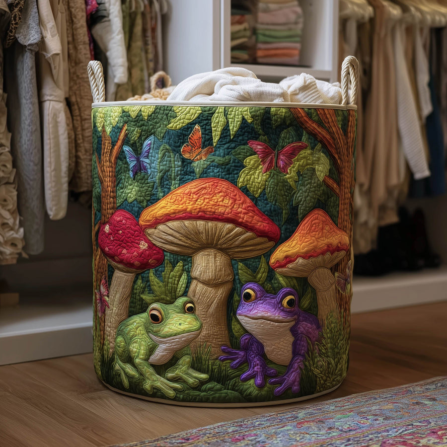 Mushroom Garden | Quilted Laundry Basket