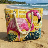 Flamant tropical | Sac de plage matelassé