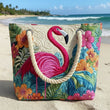 Flamant tropical | Sac de plage matelassé
