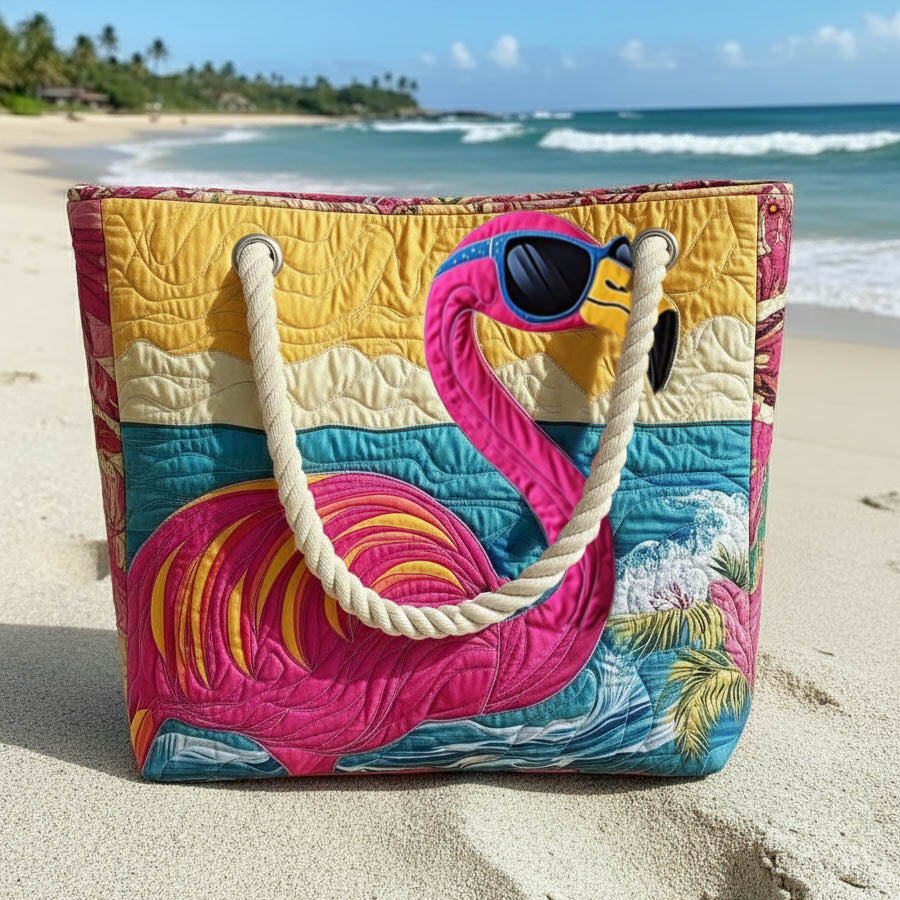 Tropical Flamingo | Quilted Beach Bag