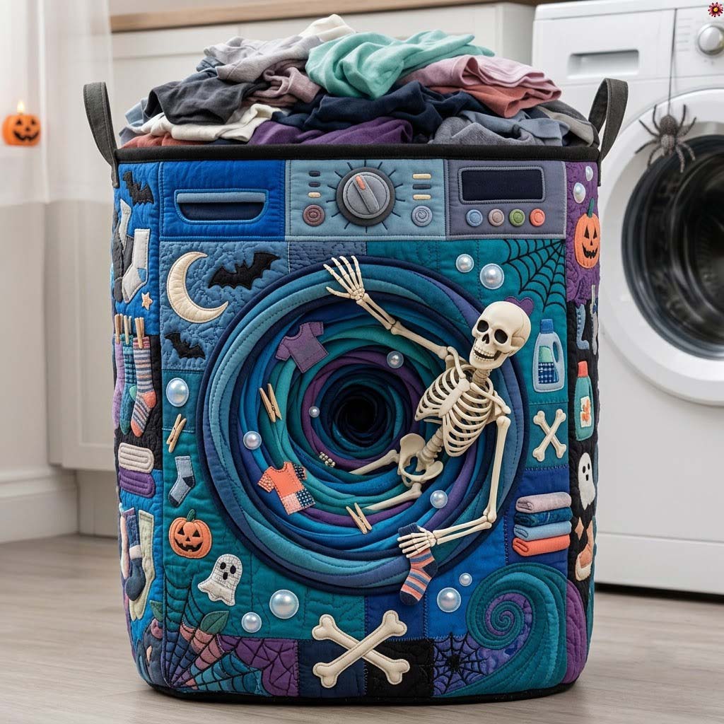 Skeleton Laundry Vortex | Quilted Laundry Basket