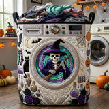 Skeleton Witch Laundry | Quilted Laundry Basket