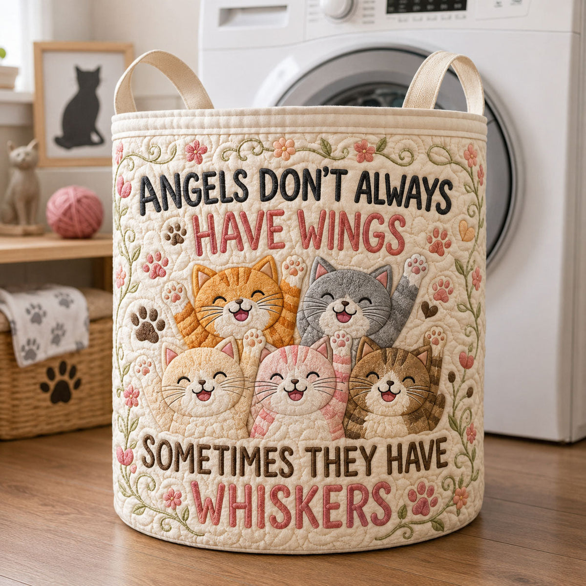 Angles Have Whiskers | Panier à linge matelassé