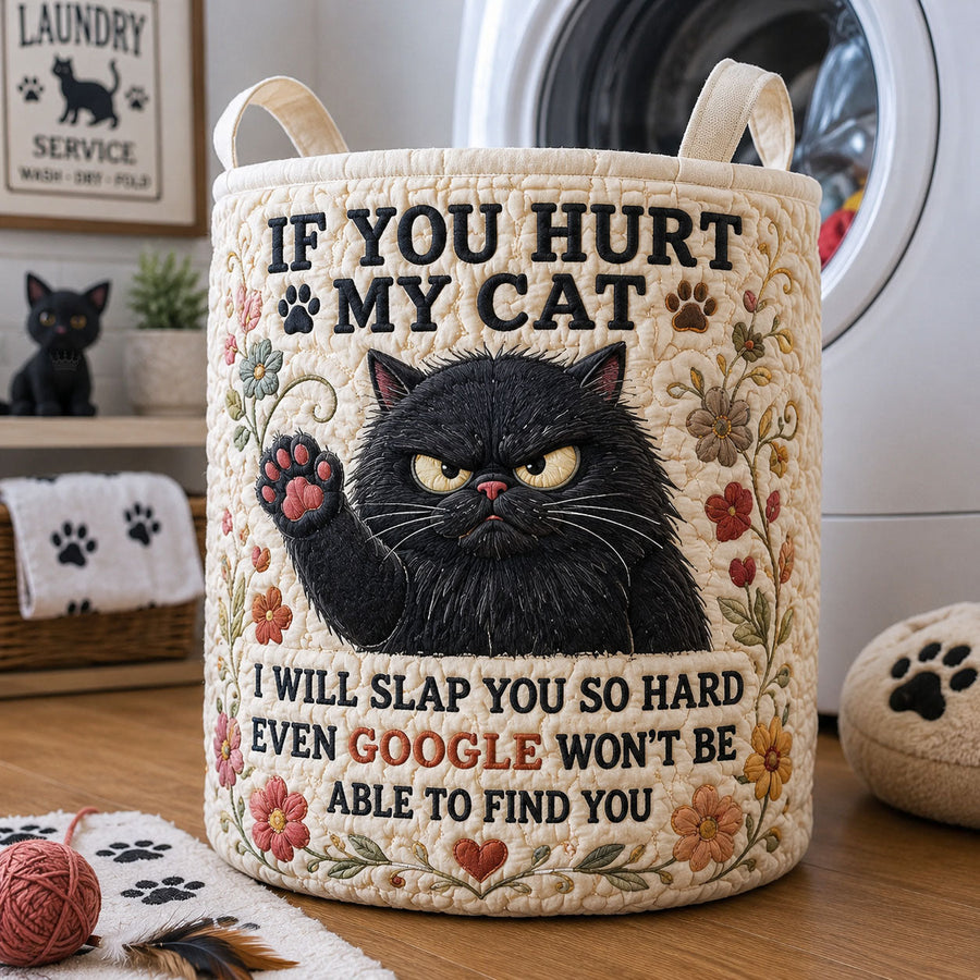 Dont Hurt My Cat | Quilted Laundry Basket