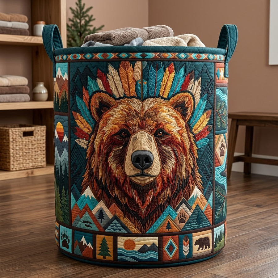 Bear Portal | Quilted Laundry Basket