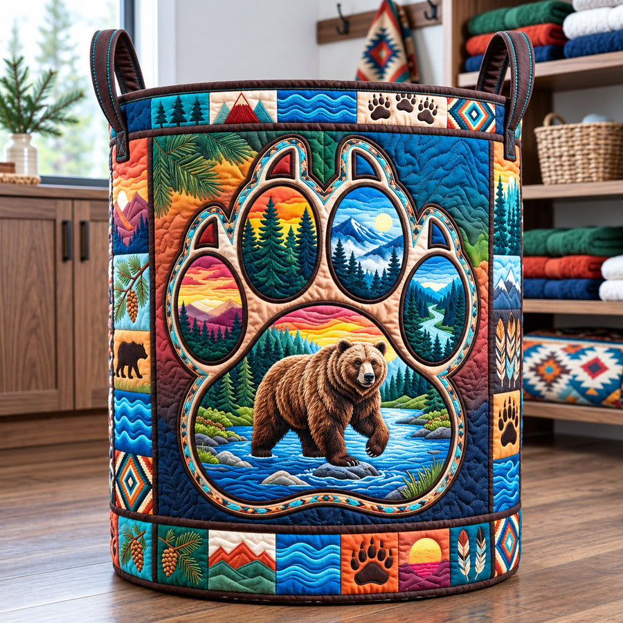 Wilderness Bear | Quilted Laundry Basket