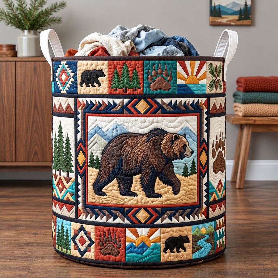 Ours sauvage | Panier à linge matelassé