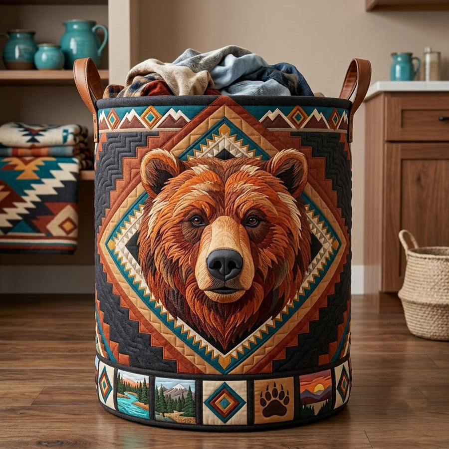 Bear Portal | Quilted Laundry Basket