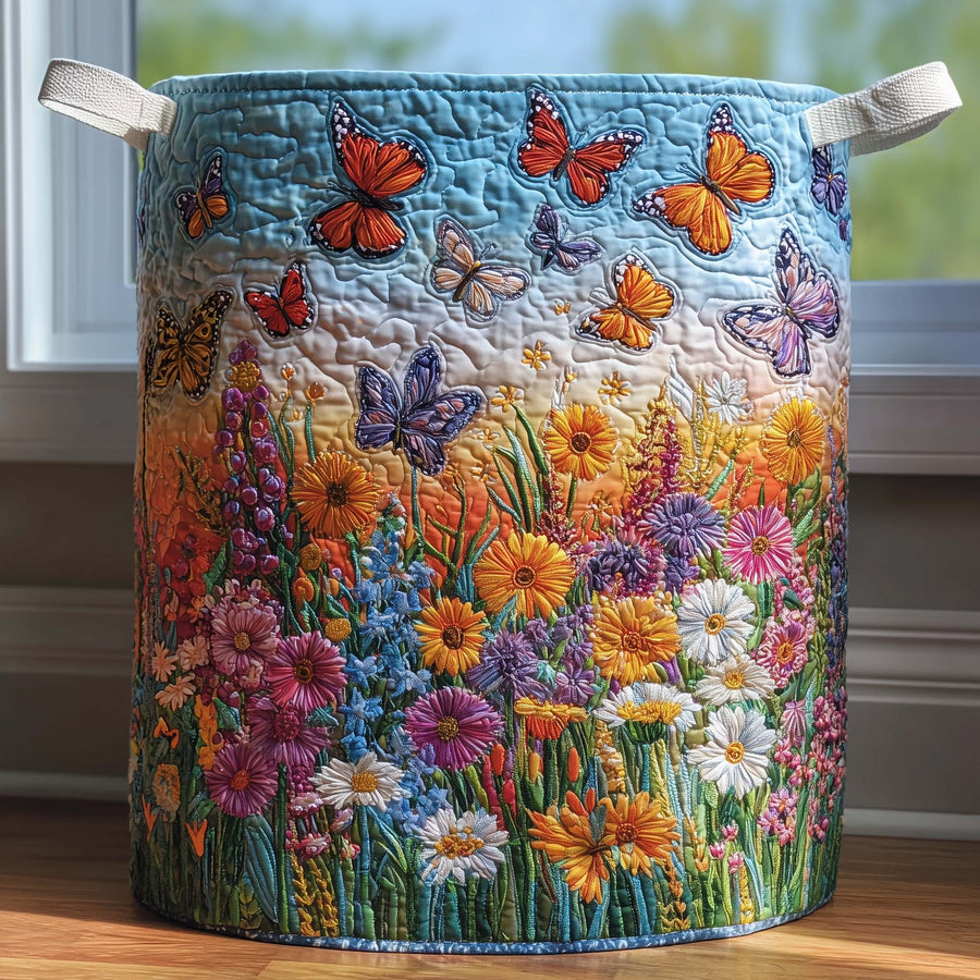 Butterfly Field | Quilted Laundry Basket