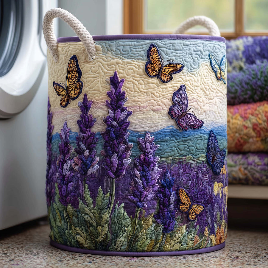 Lavender Flight | Quilted Laundry Basket