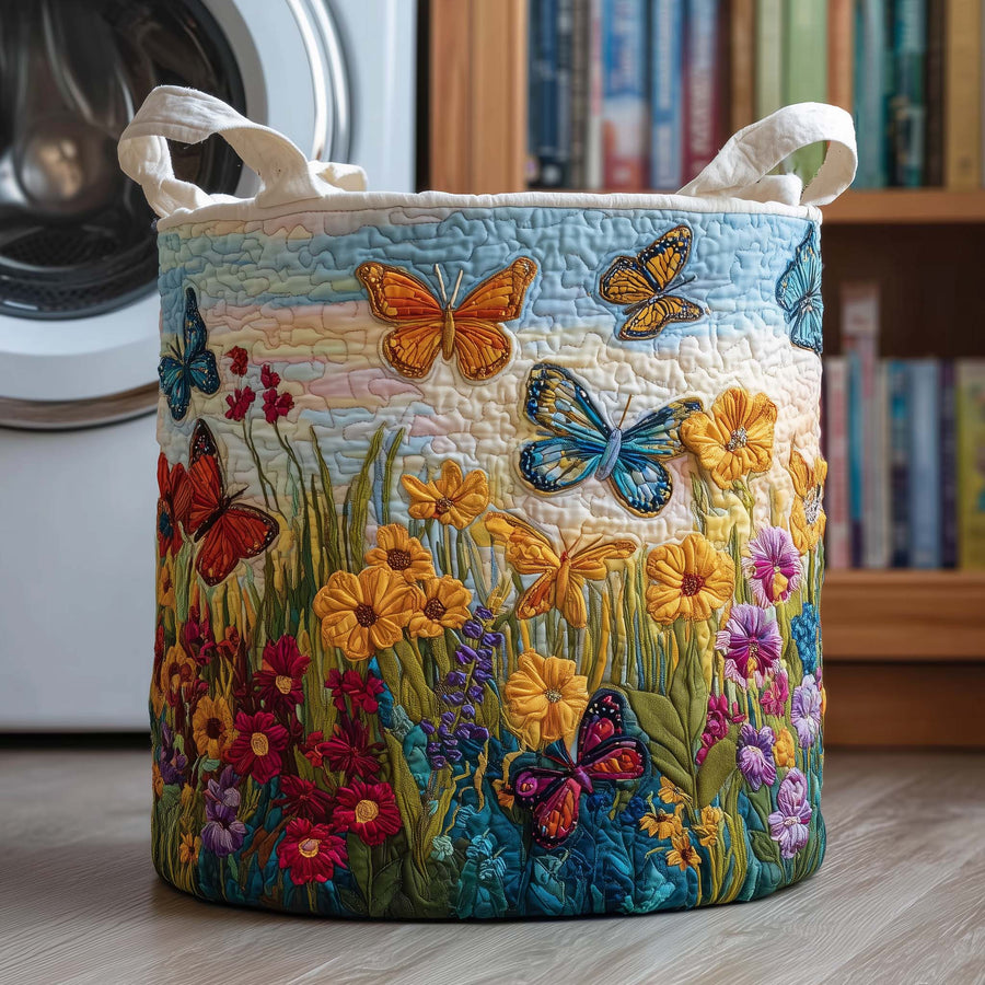 Garden Flutter | Quilted Laundry Basket