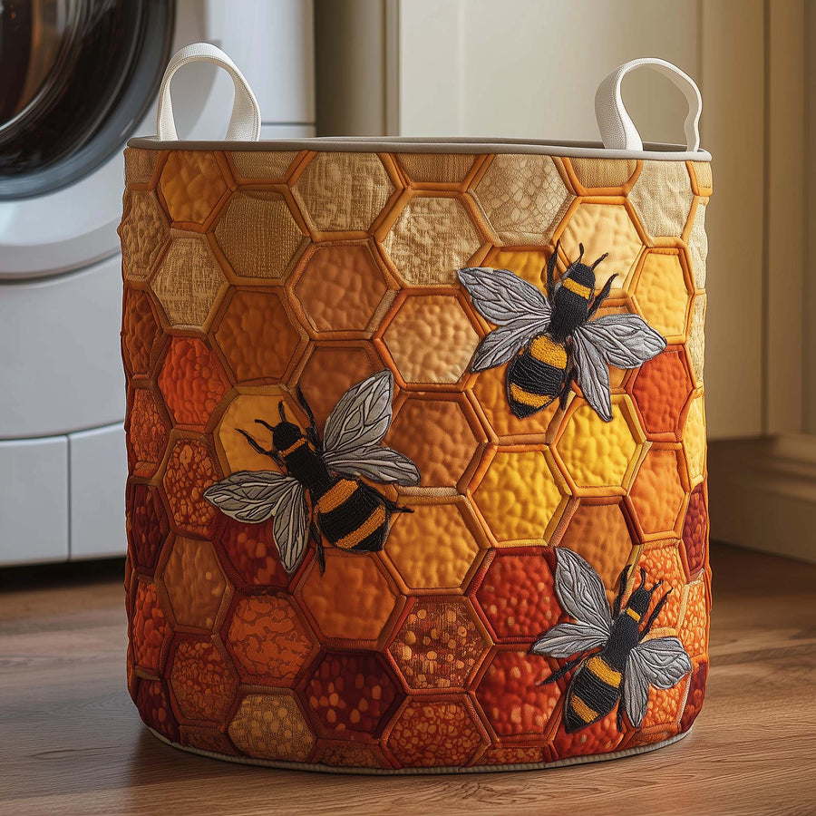 Golden Buzz | Quilted Laundry Basket