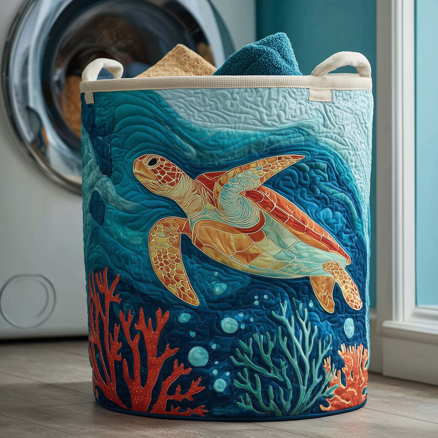Ocean Turtle | Quilted Laundry Basket