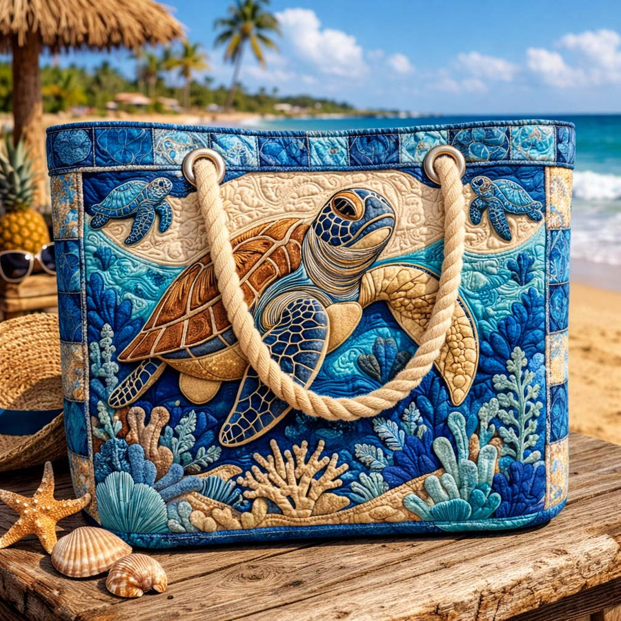 Tortue corail | Sac de plage matelassé