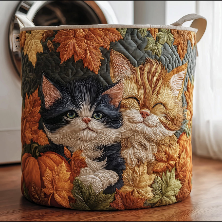 Autumn Dreamy Cat | Quilted Laundry Basket