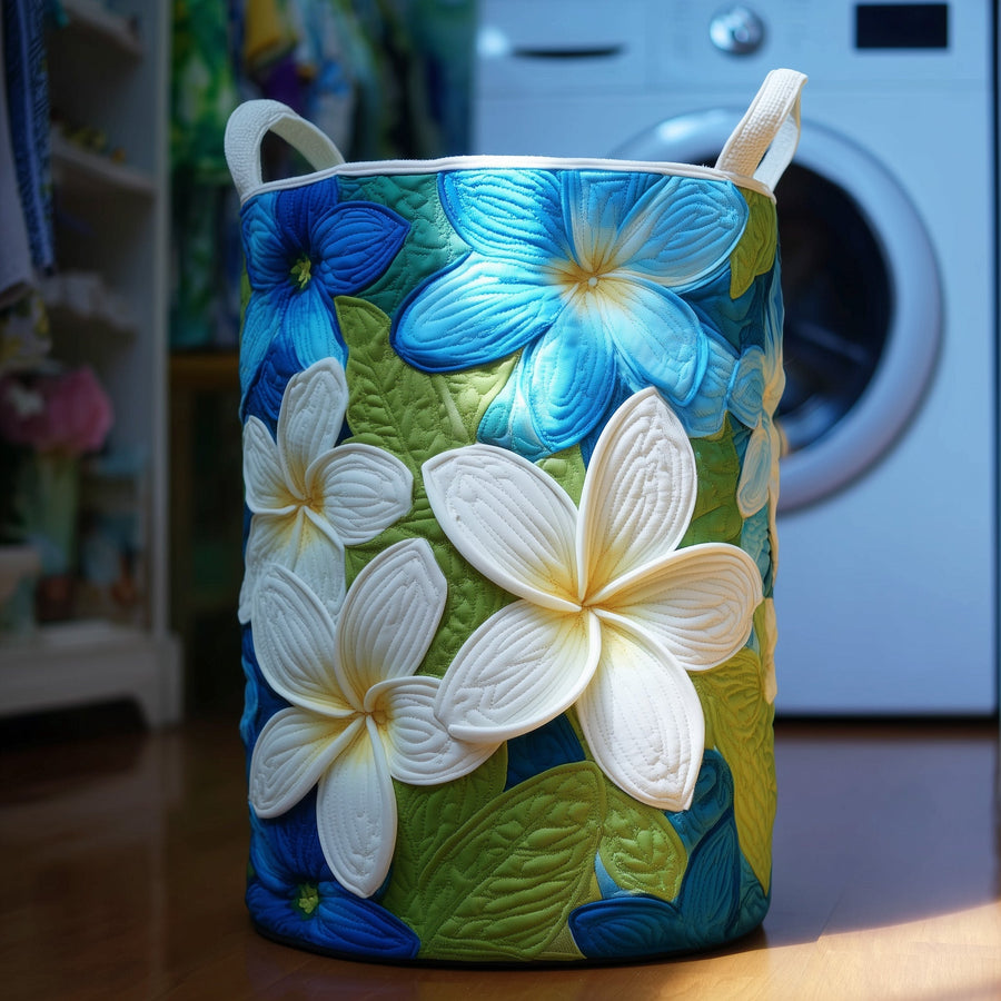Plumeria Serenity | Quilted Laundry Basket