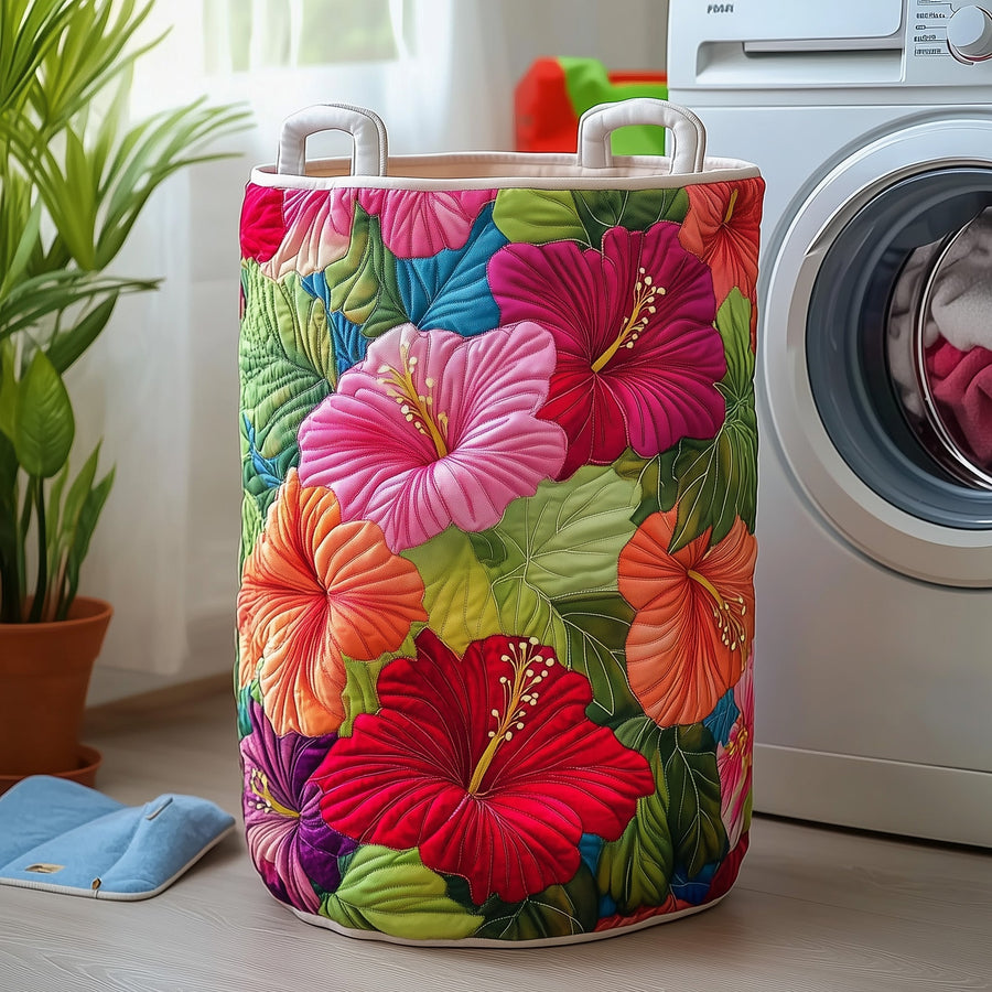 Hibiscus Glow | Quilted Laundry Basket