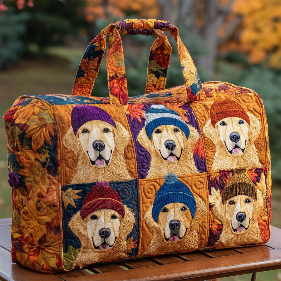 Autumn Golden Retriever | Quilted Duffle Bag