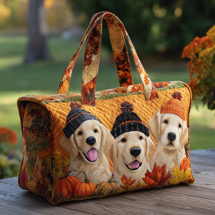 Autumn Golden Retriever | Quilted Duffle Bag