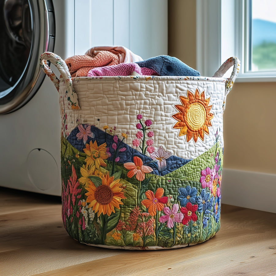 Flower Field | Quilted Laundry Basket