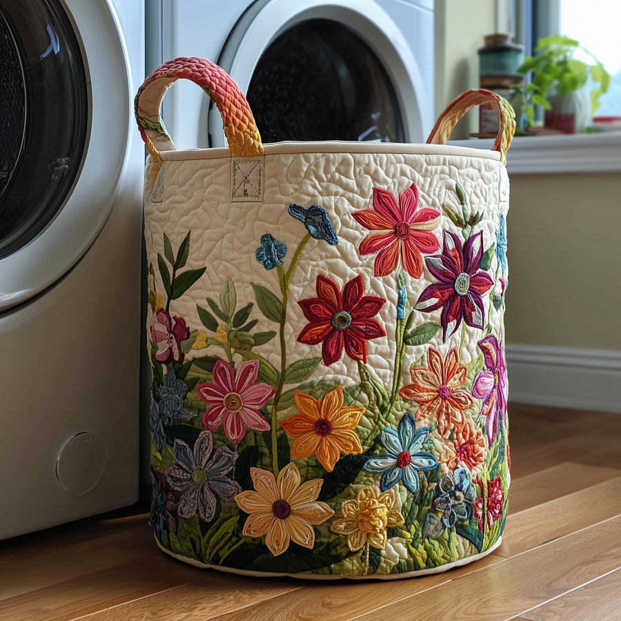 Flower Field | Quilted Laundry Basket