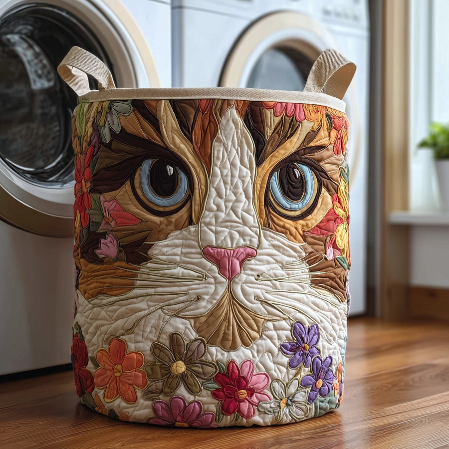 Catitude | Quilted Laundry Basket