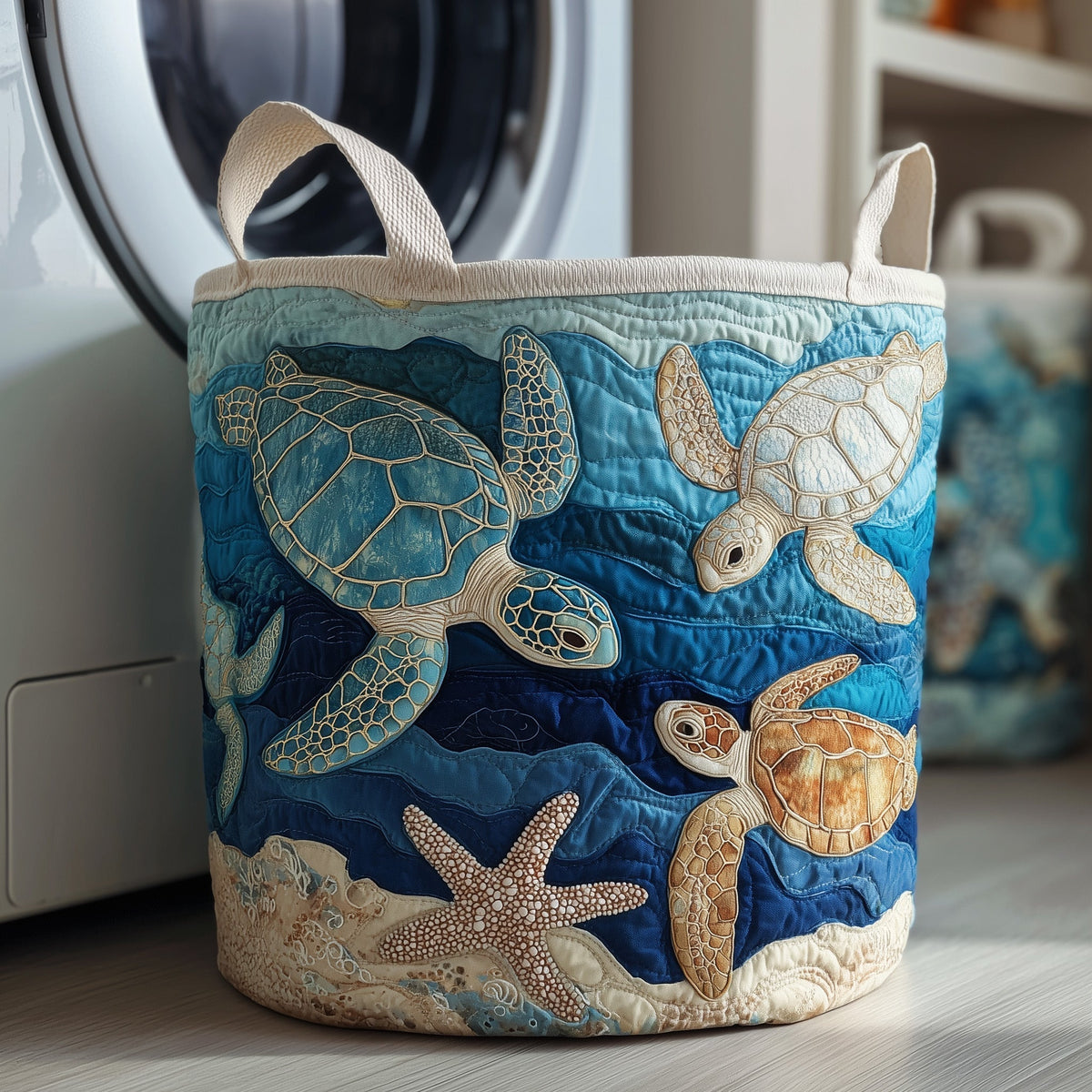 Turtle Drift | Quilted Laundry Basket