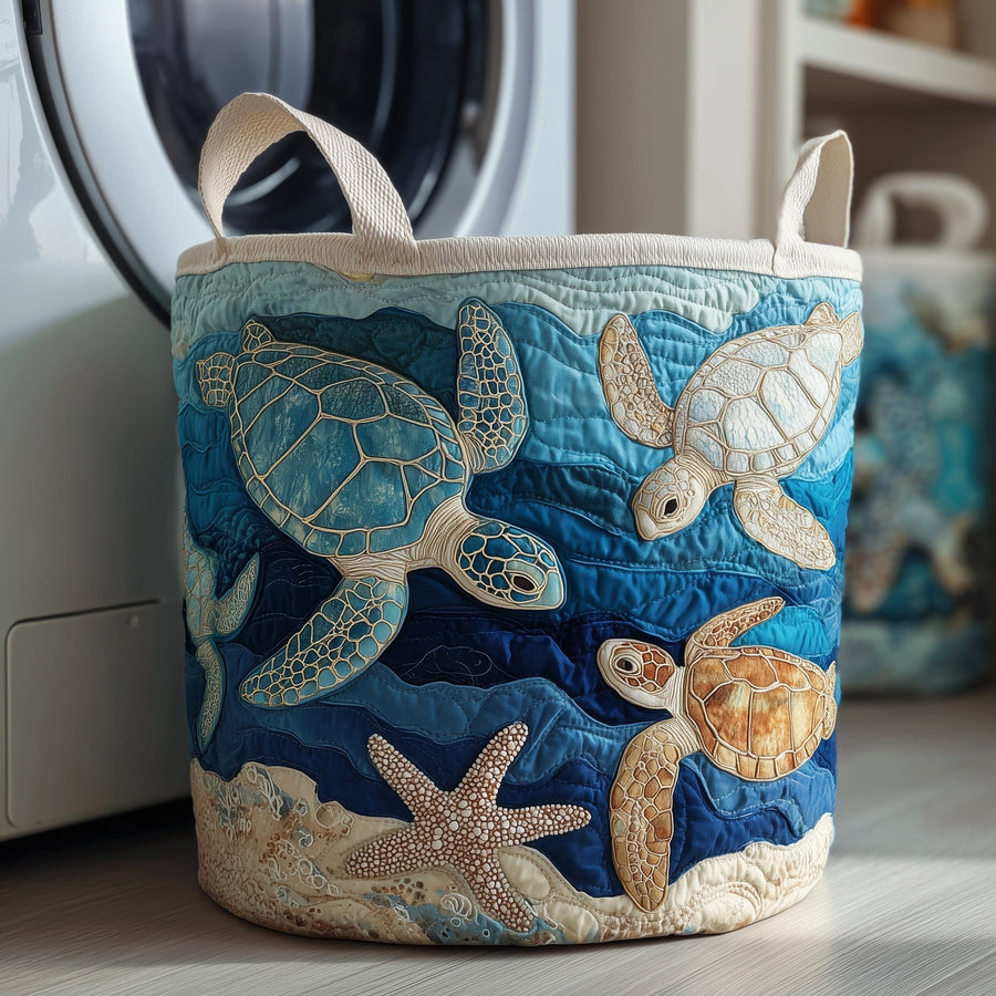 Turtle Drift | Quilted Laundry Basket