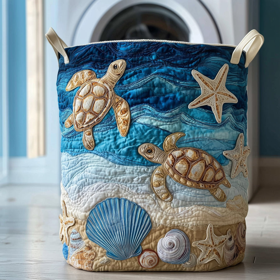 Turtle Drift | Quilted Laundry Basket