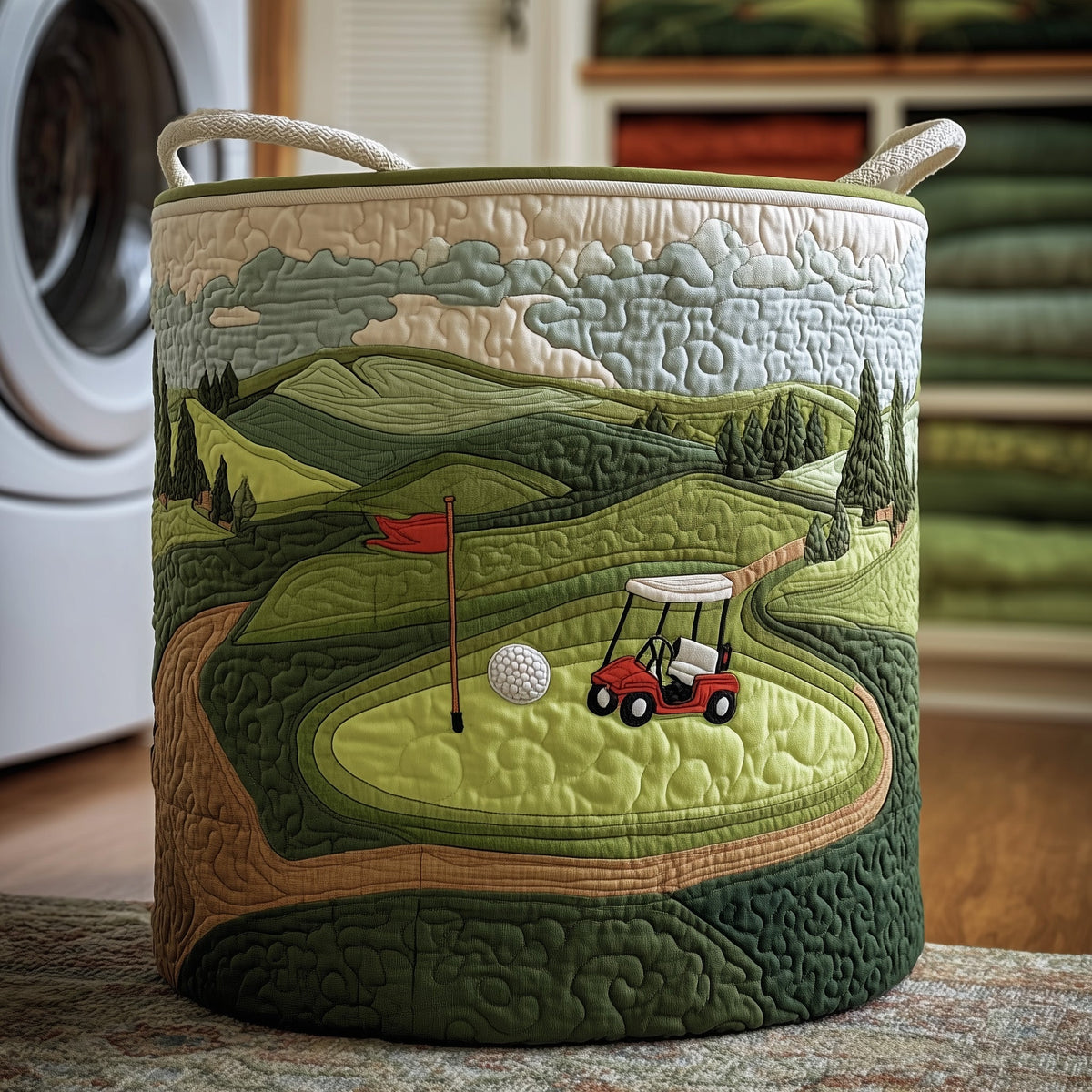 Rêves de fairway | Panier à linge matelassé