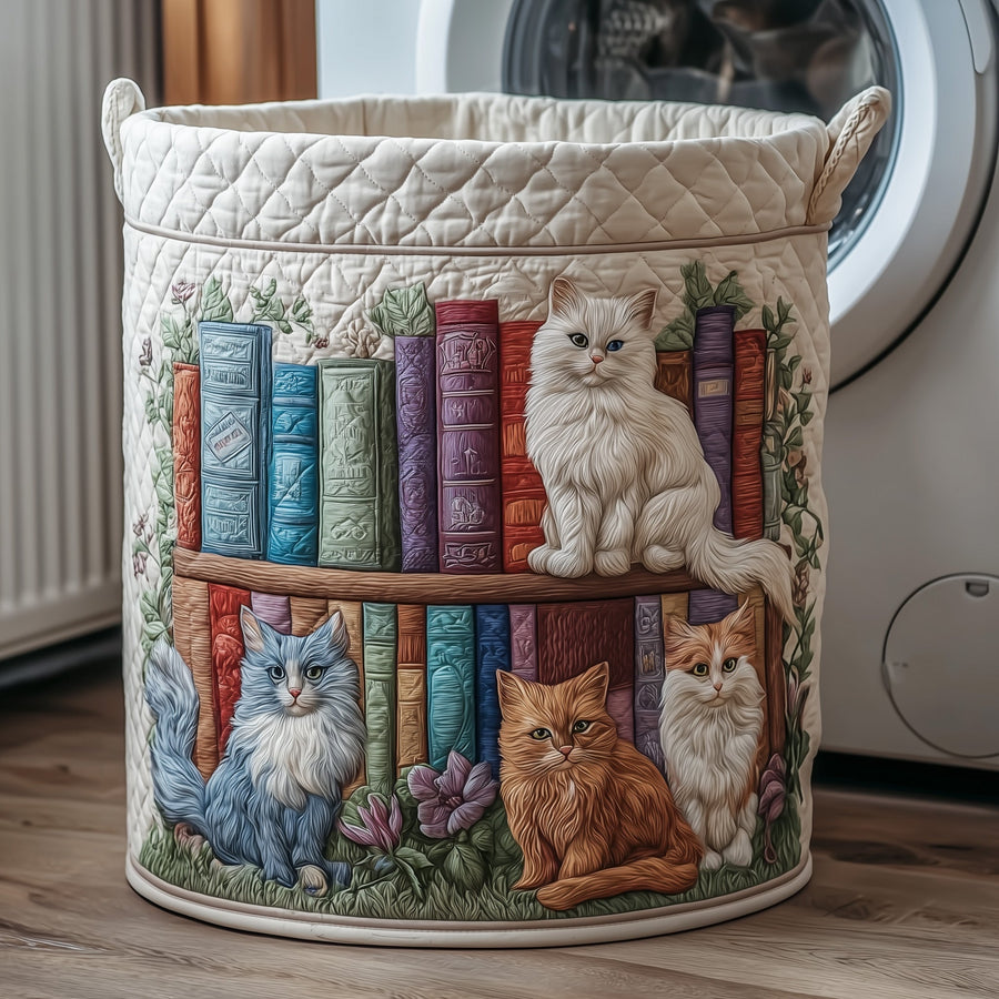 Purrfect Pages | Quilted Laundry Basket
