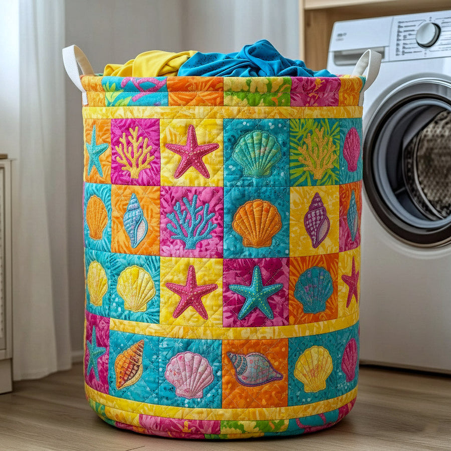 Shoreline Gems | Quilted Laundry Basket