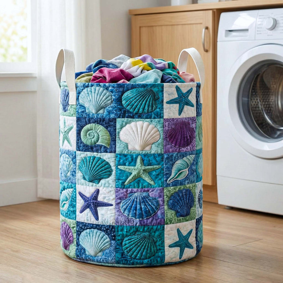 Shoreline Gems | Quilted Laundry Basket