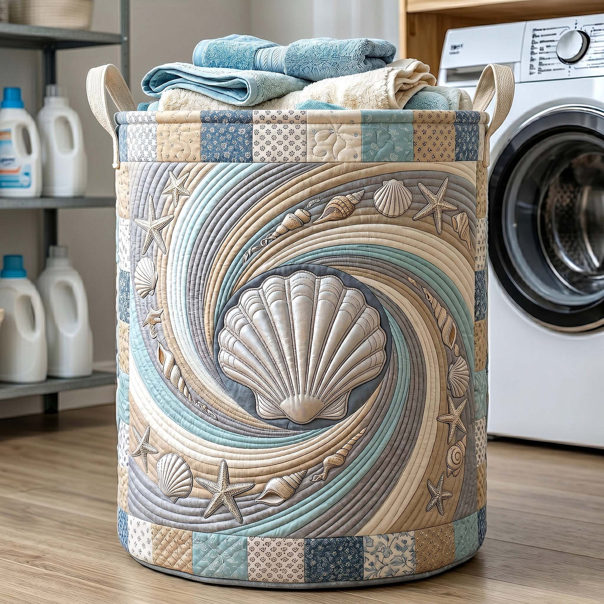 Chuchotement côtier | Panier à linge matelassé