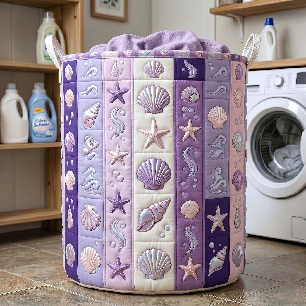 Chuchotement côtier | Panier à linge matelassé