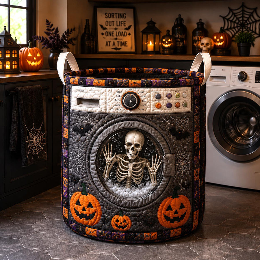 Skeleton Nightmare | Quilted Laundry Basket