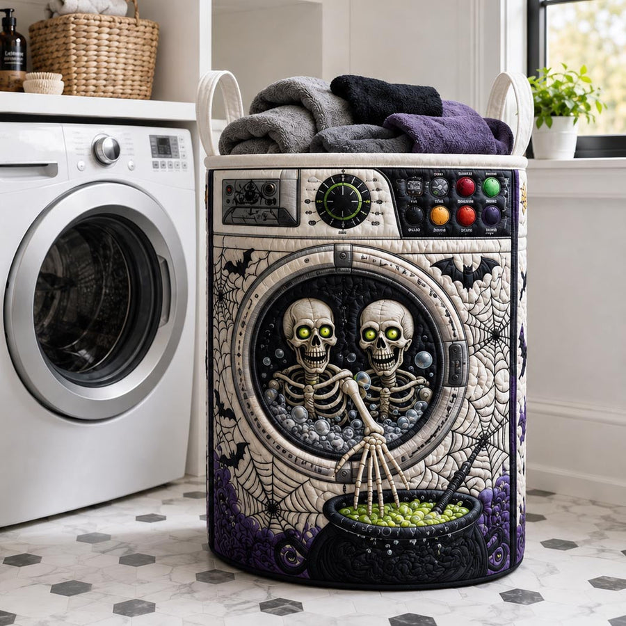Skeleton Nightmare | Quilted Laundry Basket