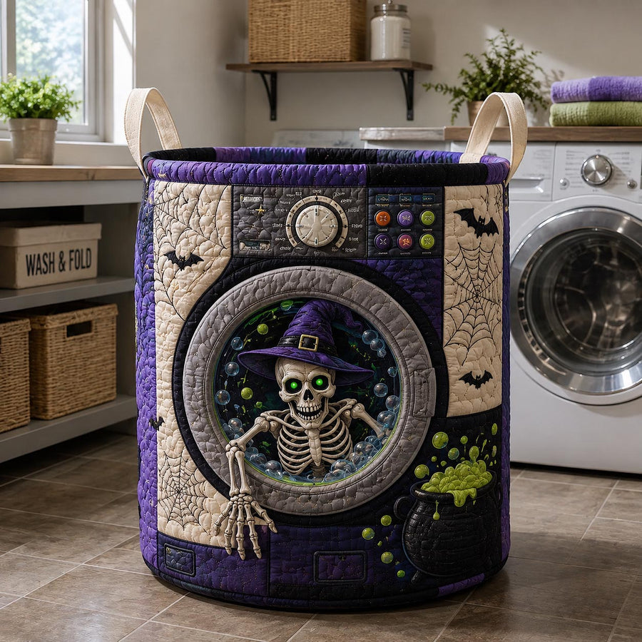 Skeleton Nightmare | Quilted Laundry Basket