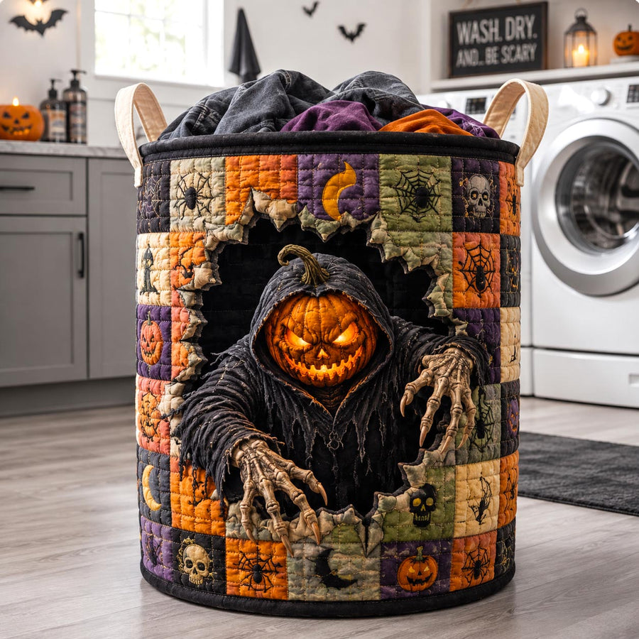 Faucheuse citrouille sinistre | Panier à linge matelassé
